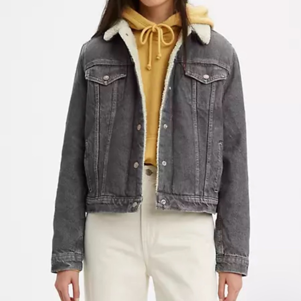 Levi’s original Sherpa denim jacket in grey matter